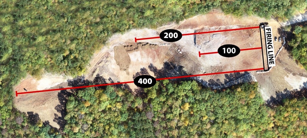 Aerial view with overlay showing the 200, 100 and 400 yard sections of the new range. (10/24/18)